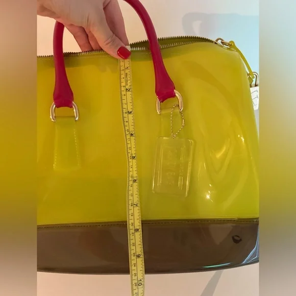 Furla Candy Bag Neon Multicolor Jelly Satchel Rubber Rare Padlock Italy - Picture 11 of 14